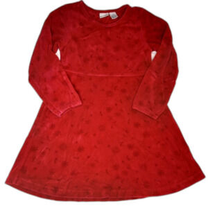 Circo Girls Long Sleeve Dress Knee Length Red Velvet Floral Holiday Size M